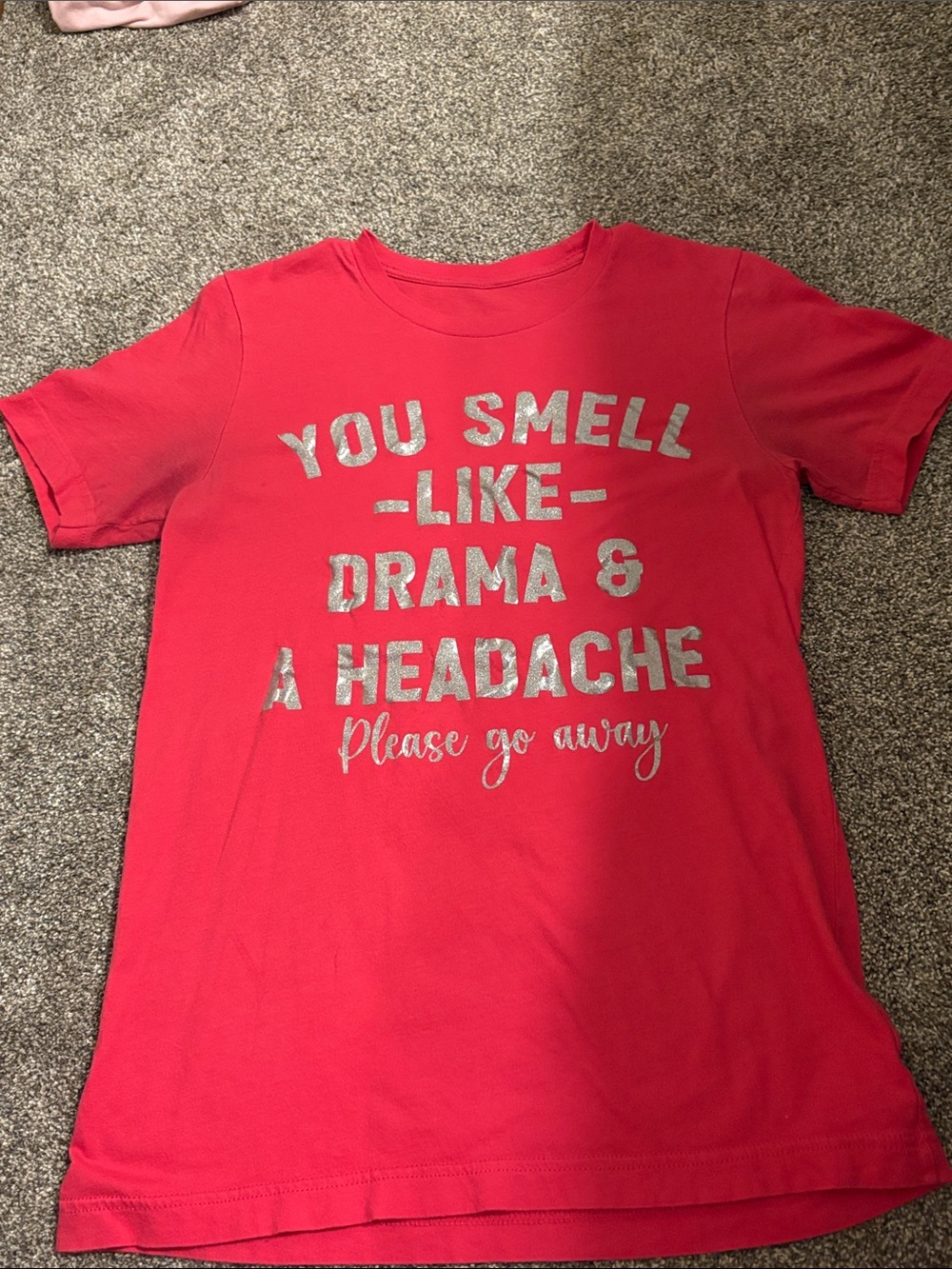 Girls' Pink Graphic Tee - 'You Smell Like Drama'